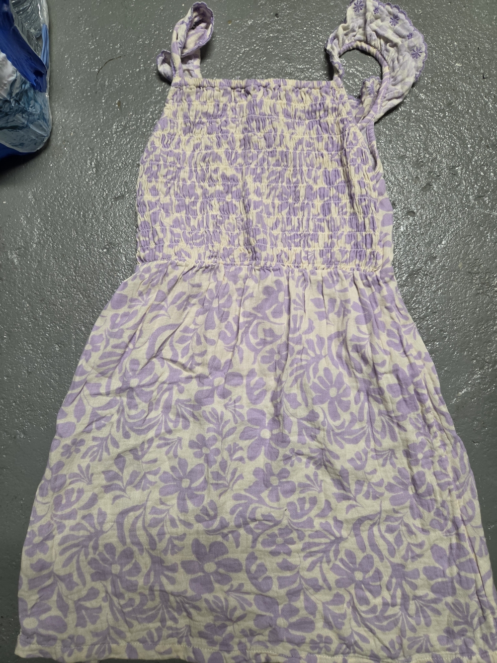 Old Navy Cream and Lilac Floral Smocked Top